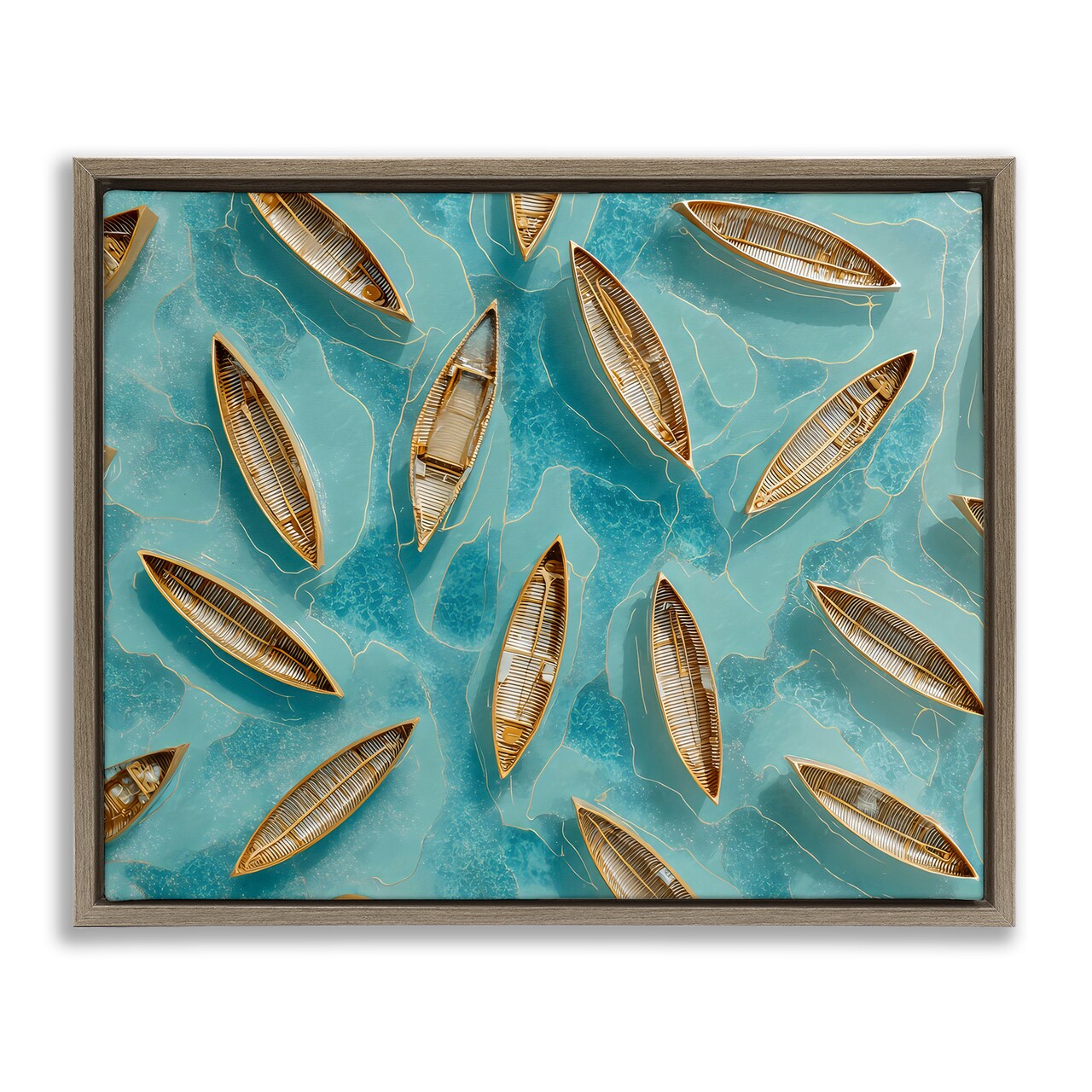 Stupell Industries Harmonious Canoes on Water Floating Frame, design by Franklyn Gregory